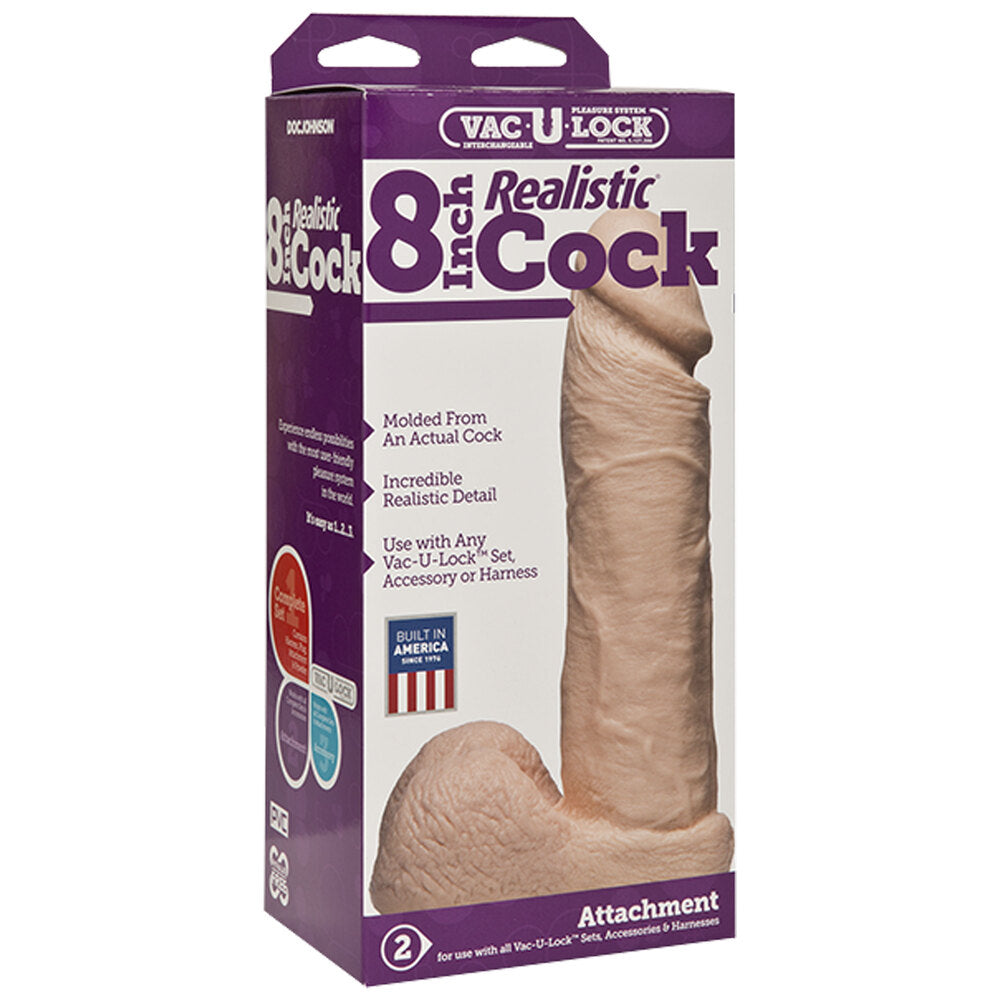 VacULock 8 Inch Realistic Cock Attachment Flesh Pink-2