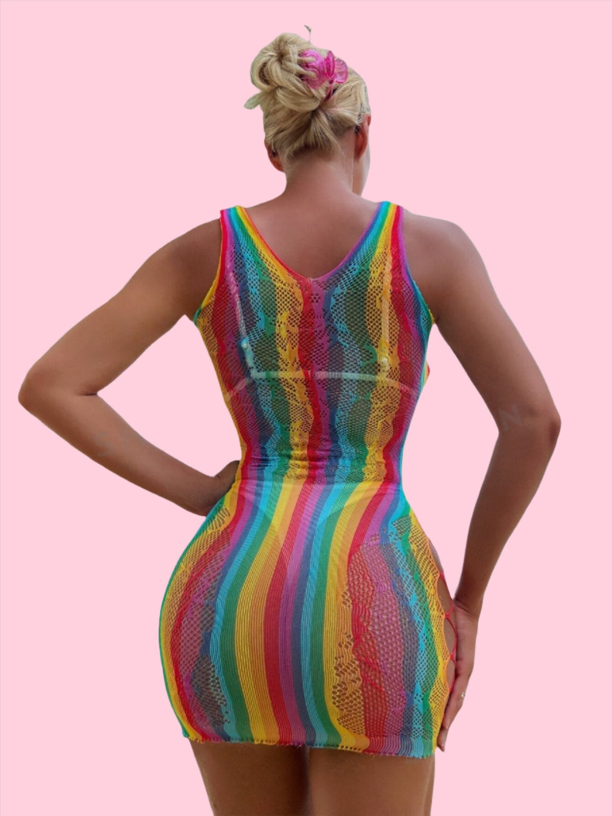 Rainbow Hollow Out Dress