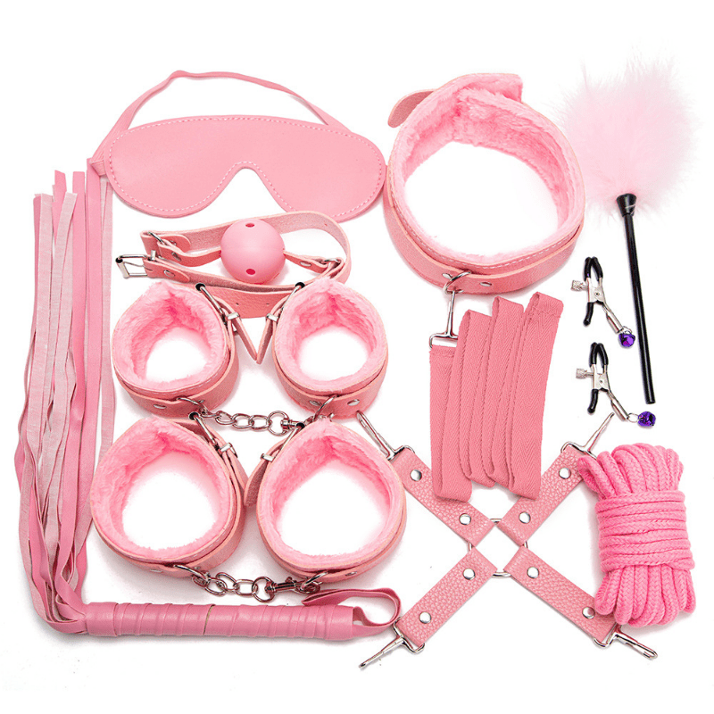 Men's Exotic Apparel - 10pcs Restraints Bondage Set Pink