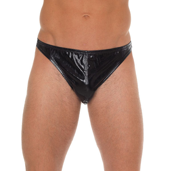 Men Black Shiny GString-0