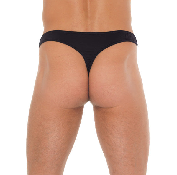 Mens Black GString With A Net Pouch-1