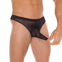 Mens Black GString With Penis Sleeve-0