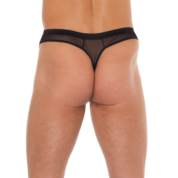 Mens Black GString With Penis Sleeve-1