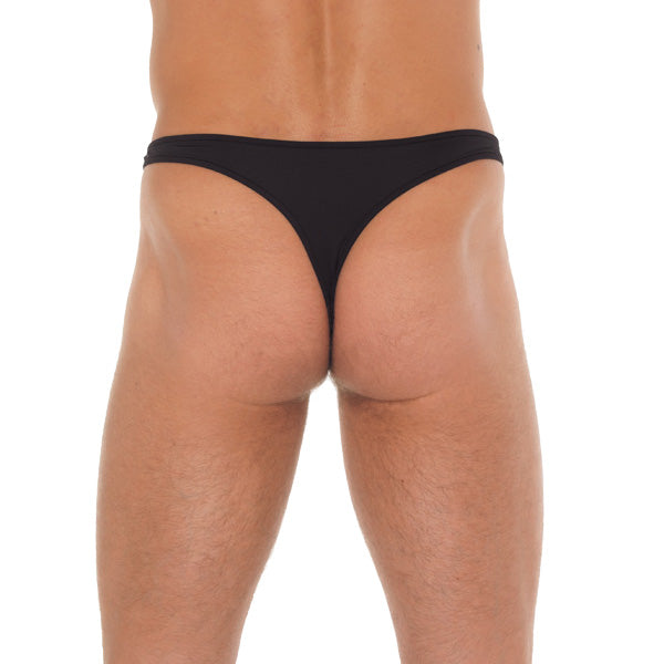 Mens Black GString With Metal Hoop Connectors-1