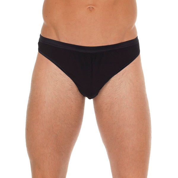 Mens Black Cotton GString-0