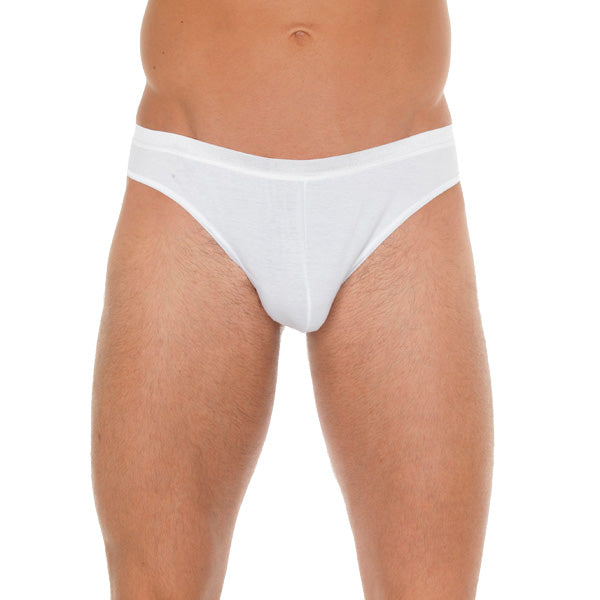 Mens White Cotton GString-0