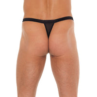 Mens Black GString With Red Pouch-1