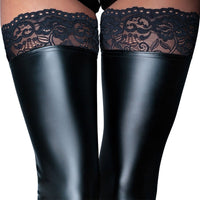 Noir Handmade Black Footless Lace Top Stockings-2