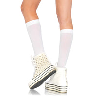 Leg Avenue Nylon Knee Highs White UK 6 to 12-2