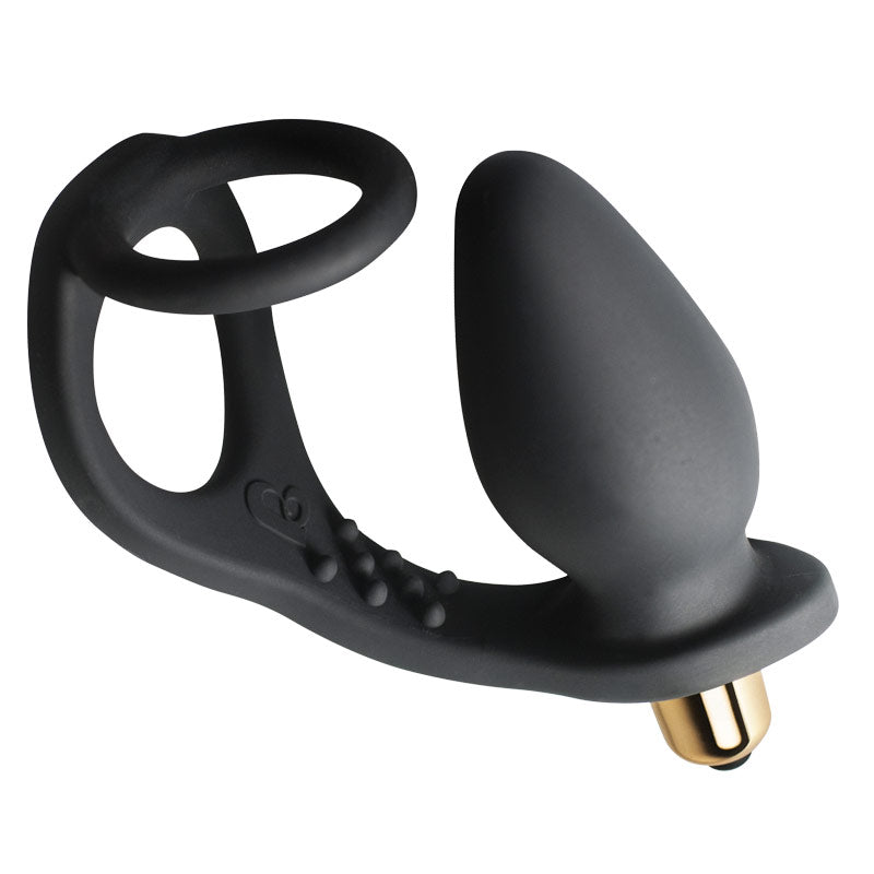 Rocks Off 7 Speed ROZen Cock Ring And Anal Plug Black-0