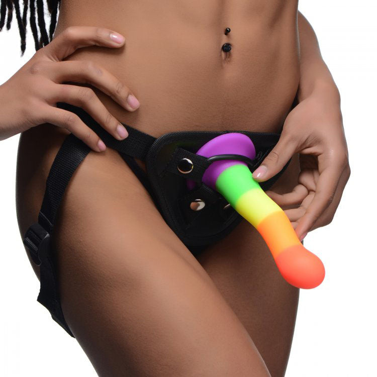 XR Proud Rainbow Silicone Dildo with Harness-2