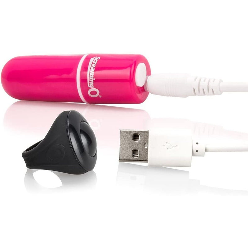 > Sex Toys For Ladies > Mini Vibrators - Screaming O Charged Vooom Pink Remote Control Bullet Vibe