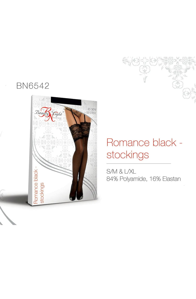 Beauty Night BN6542 Romance Stockings Black Beauty Night