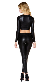 Wet Look Black Zipper leggings Forplay Inc.