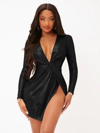 Front Wrap Club Dress Black