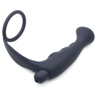 Black Silicone Anal Plug Vibrator with Cock Ring-1