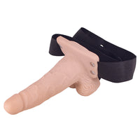 Erection Assistant Hollow Vibrating StrapOn 6 inch Flesh Pink-0