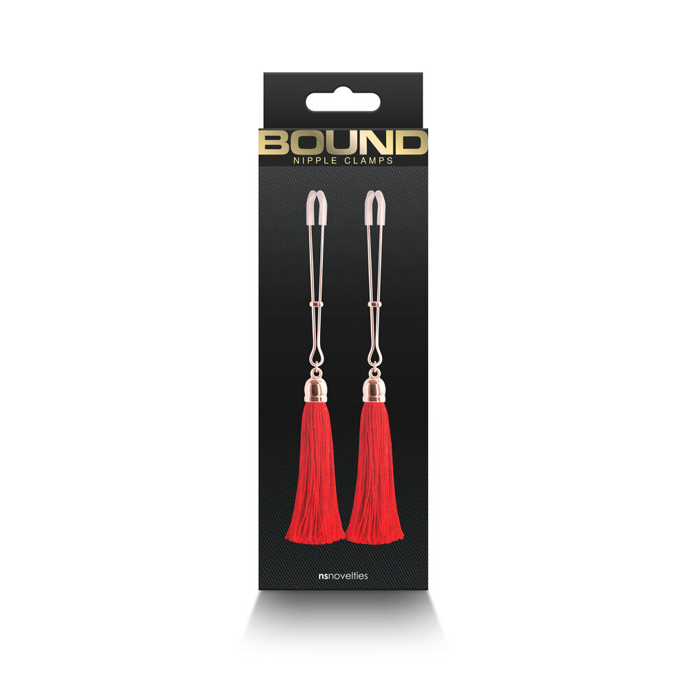 Bound Nipple Clamps Red Tassel-2