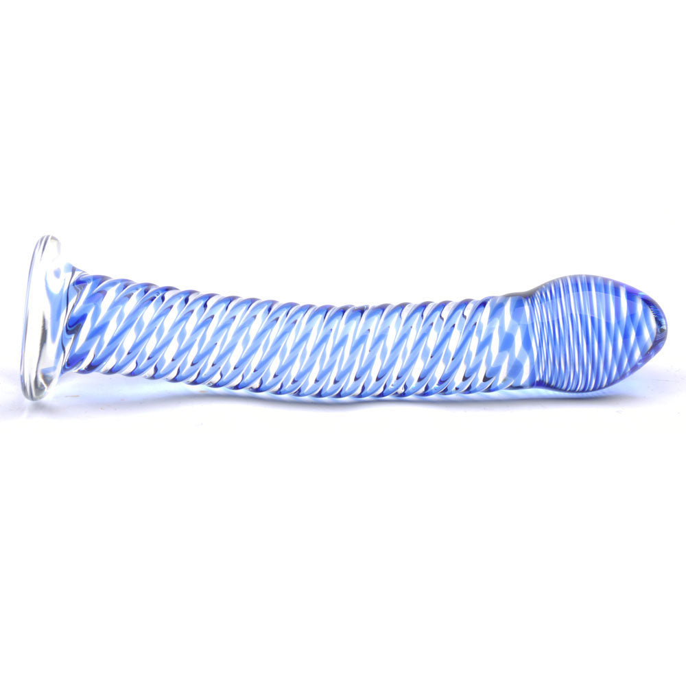 Glass Dildo With Blue Spiral Design-1