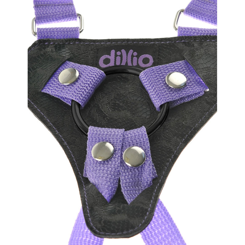 Dillio Strap On Suspender Harness With Silicone 7 Inch Purple Do-3