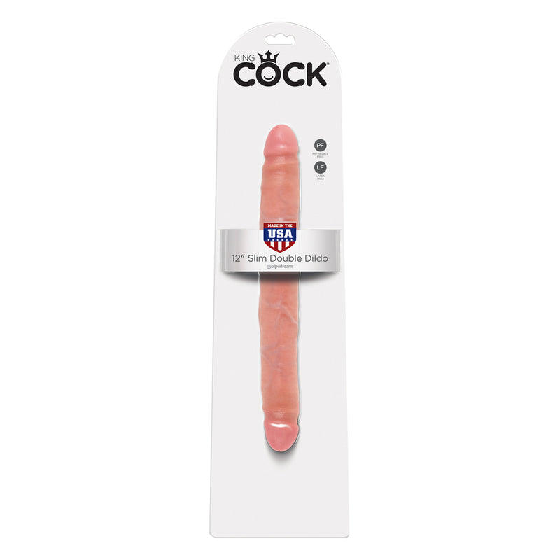 King Cock 12 Inch Slim Double Dildo Flesh-3