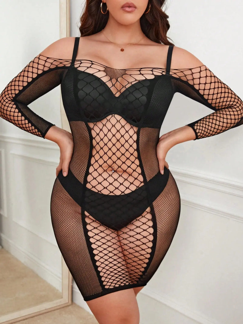 Plus Fishnet Sexy Dress