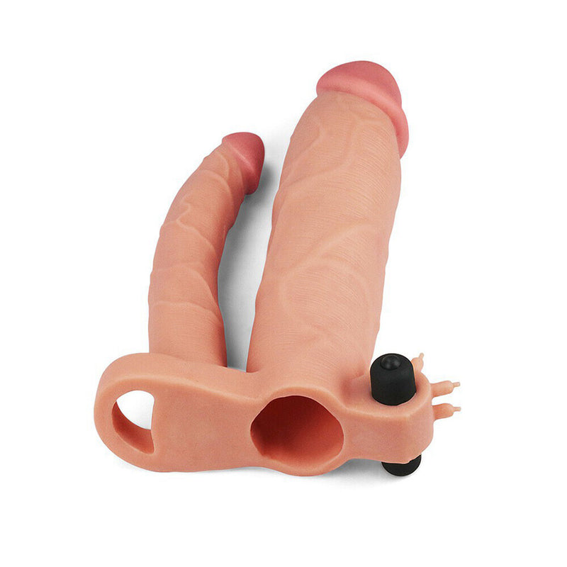 Lovetoy 3 Inch Vibrating Double Extender Flesh Pink-1