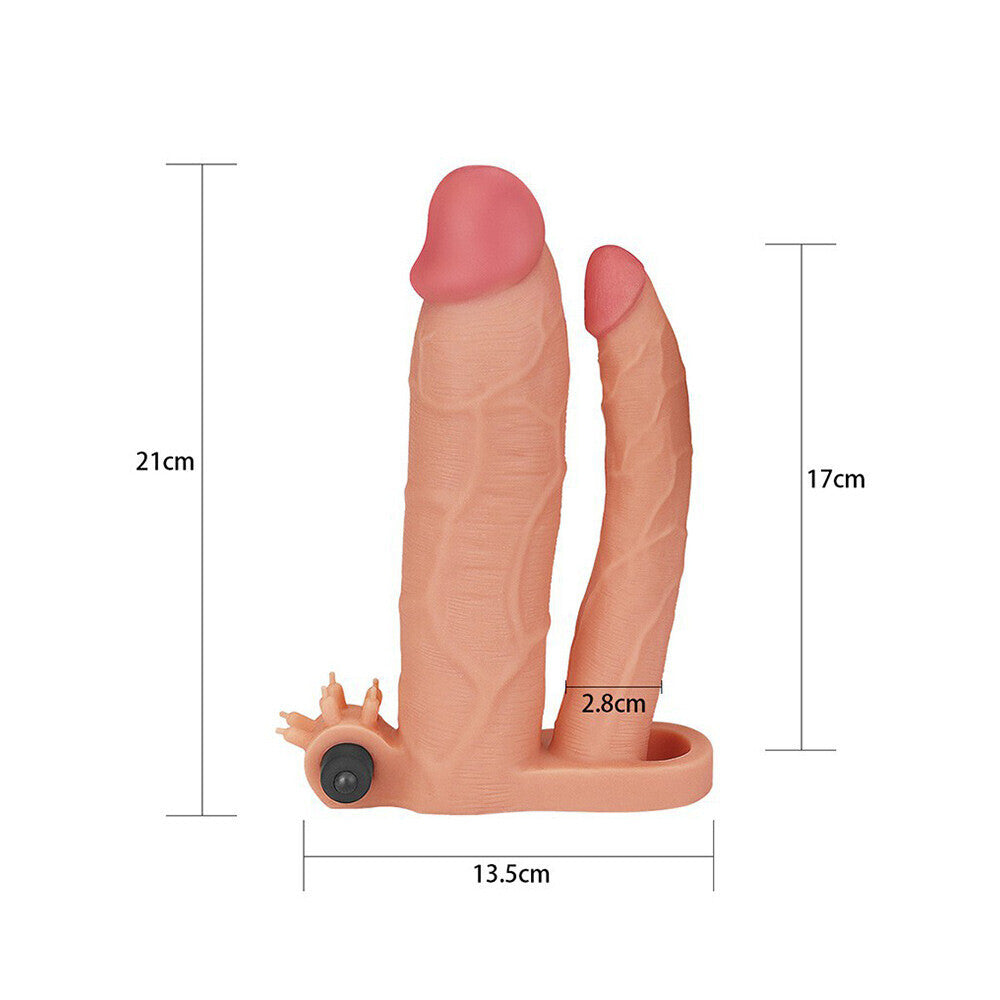 Lovetoy 3 Inch Vibrating Double Extender Flesh Pink-2