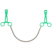 Green Scissor Nipple Clamps With Metal Chain-0