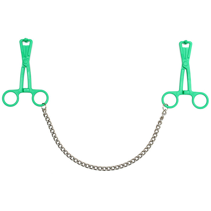 Green Scissor Nipple Clamps With Metal Chain-0