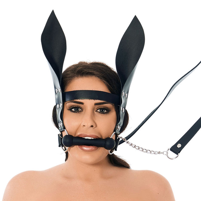 Horsebit Mouth Gag With Reins And Ears-0