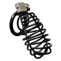 Black Metal Male Chastity Device With Padlock-0