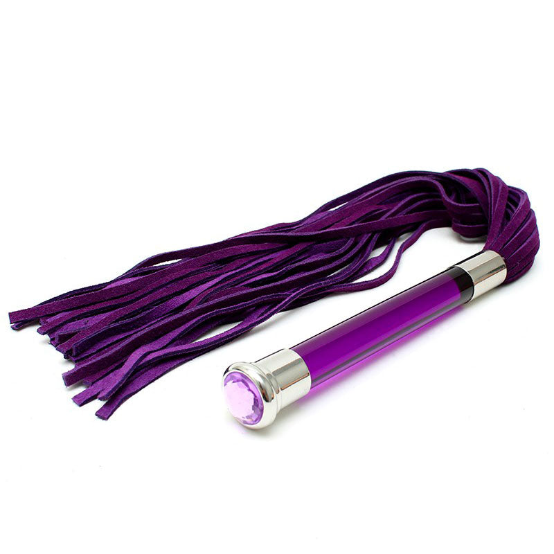 Purple Suede Flogger With Glass Handle And Crystal-1