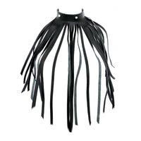 The Red Leather Fringe Necklace Collar-0