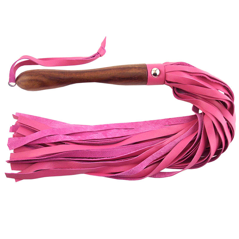 Rouge Garments Wooden Handled Pink Leather Flogger-0