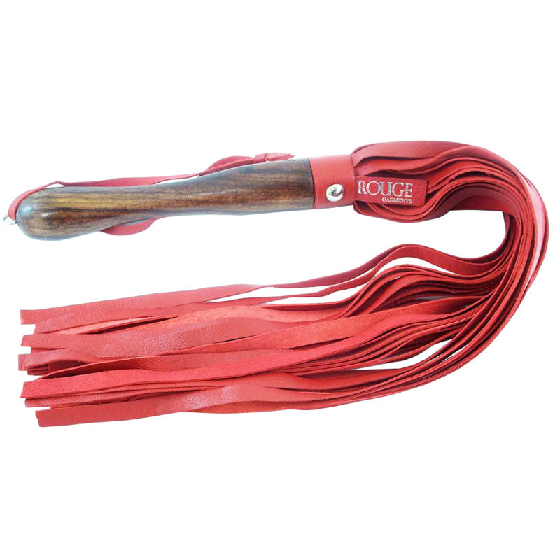 Rouge Garments Wooden Handled Red Leather Flogger-0