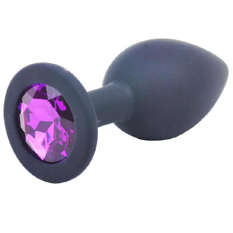 Small Black Jewelled Silicone Butt Plug-0