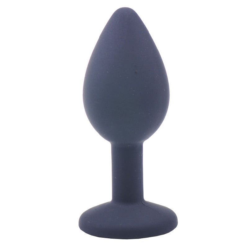 Small Black Jewelled Silicone Butt Plug-1