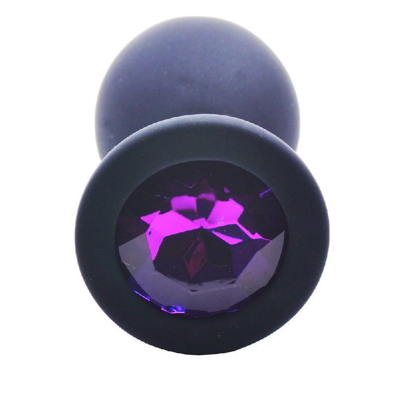 Small Black Jewelled Silicone Butt Plug-2