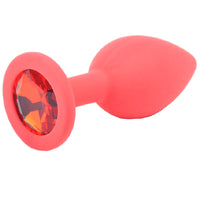 Small Red Jewelled Silicone Butt Plug-0