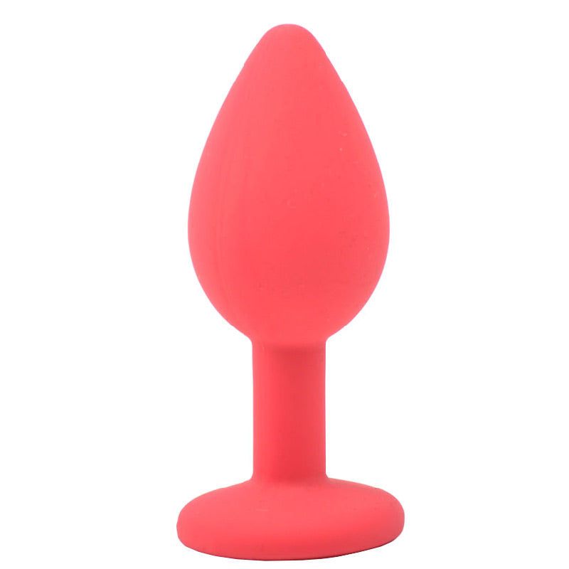 Small Red Jewelled Silicone Butt Plug-1