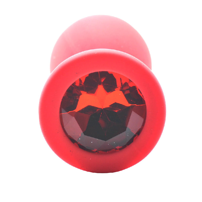 Large Red Jewelled Silicone Butt Plug-2