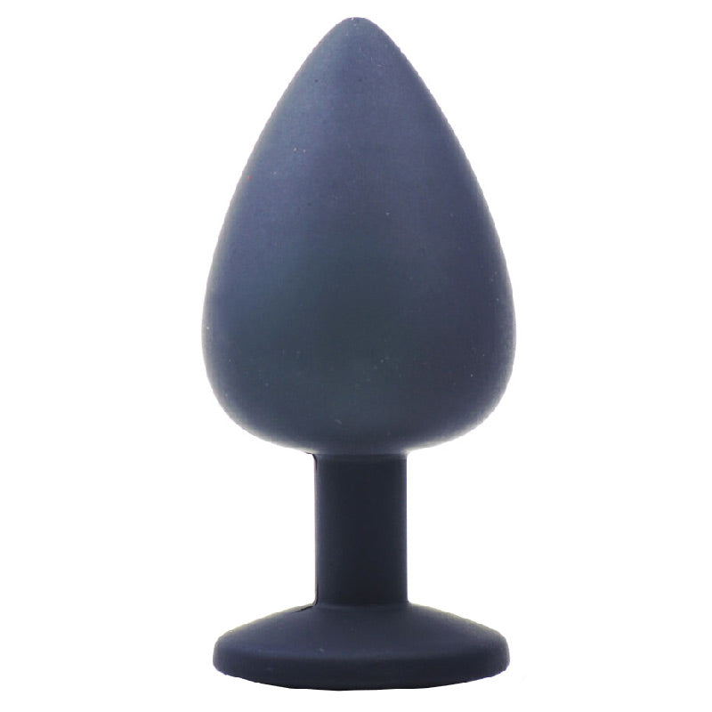 Large Black Jewelled Silicone Butt Plug-1