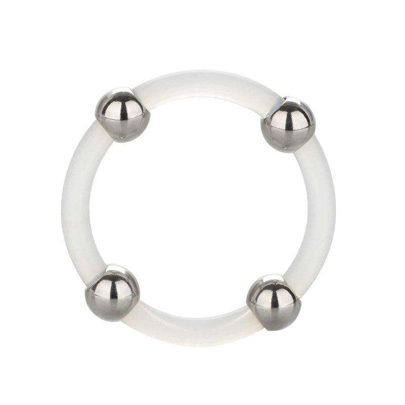 Steel Beaded Silicone Cock Ring XL-0