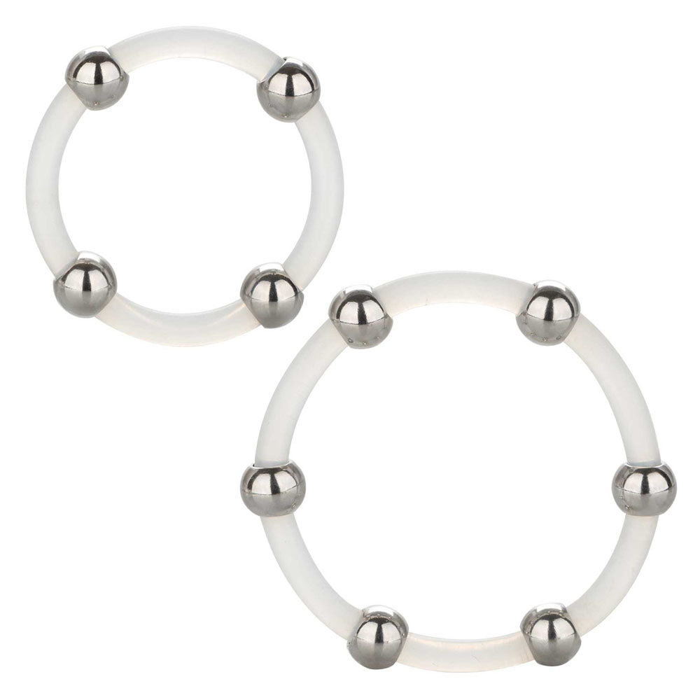 Steel Beaded Silicone Ring Set-0