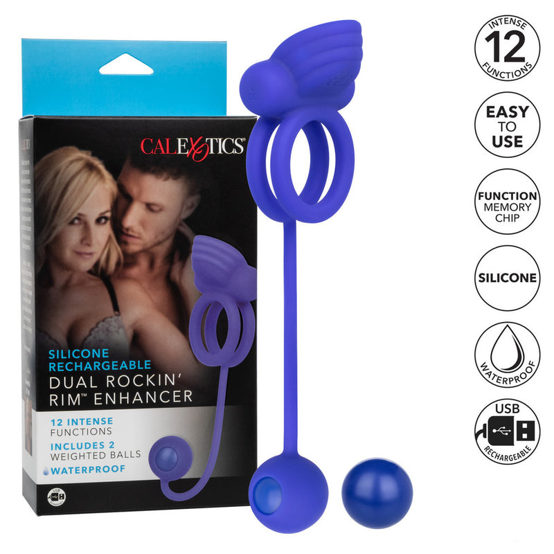 Rechargeable Dual Rockin Rim Enhancer Cock Ring-3