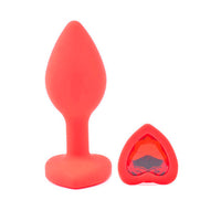 Small Heart Shaped Diamond Base Red Butt Plug-0