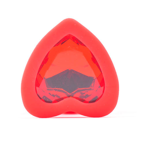 Small Heart Shaped Diamond Base Red Butt Plug-2