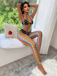 Sexy Rainbow Fishnet Bodystocking