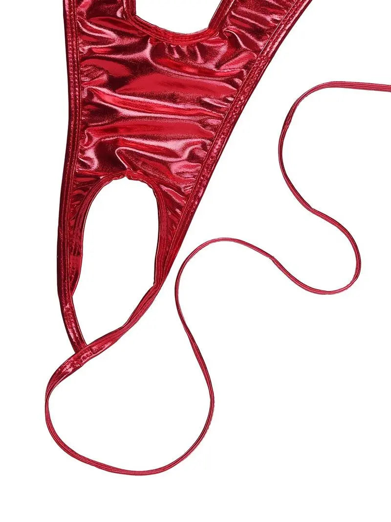 Ultra Sexy Hollow Out Halter Teddy Red